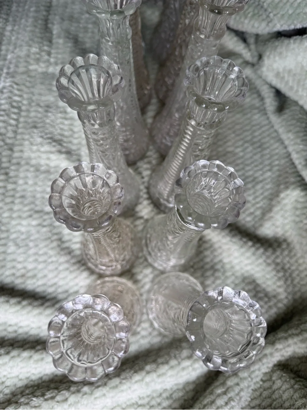 Anchor Hocking Clear Pressed Glass Bud Vases - Crystal-Look Set